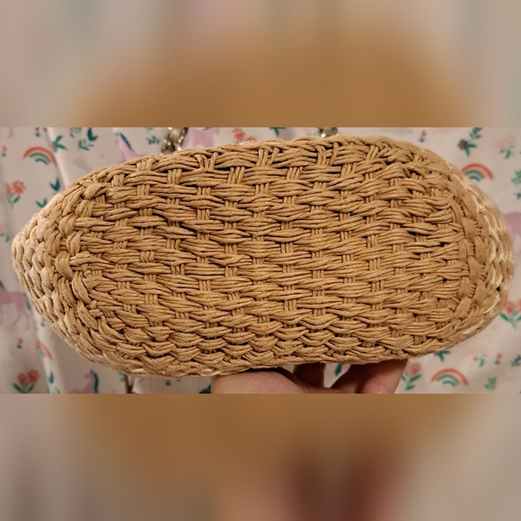 Vintage 90s Brighton Tan Jute Neutral Boho Casual Handbag Satchel Purse Bag - Picture 4 of 16